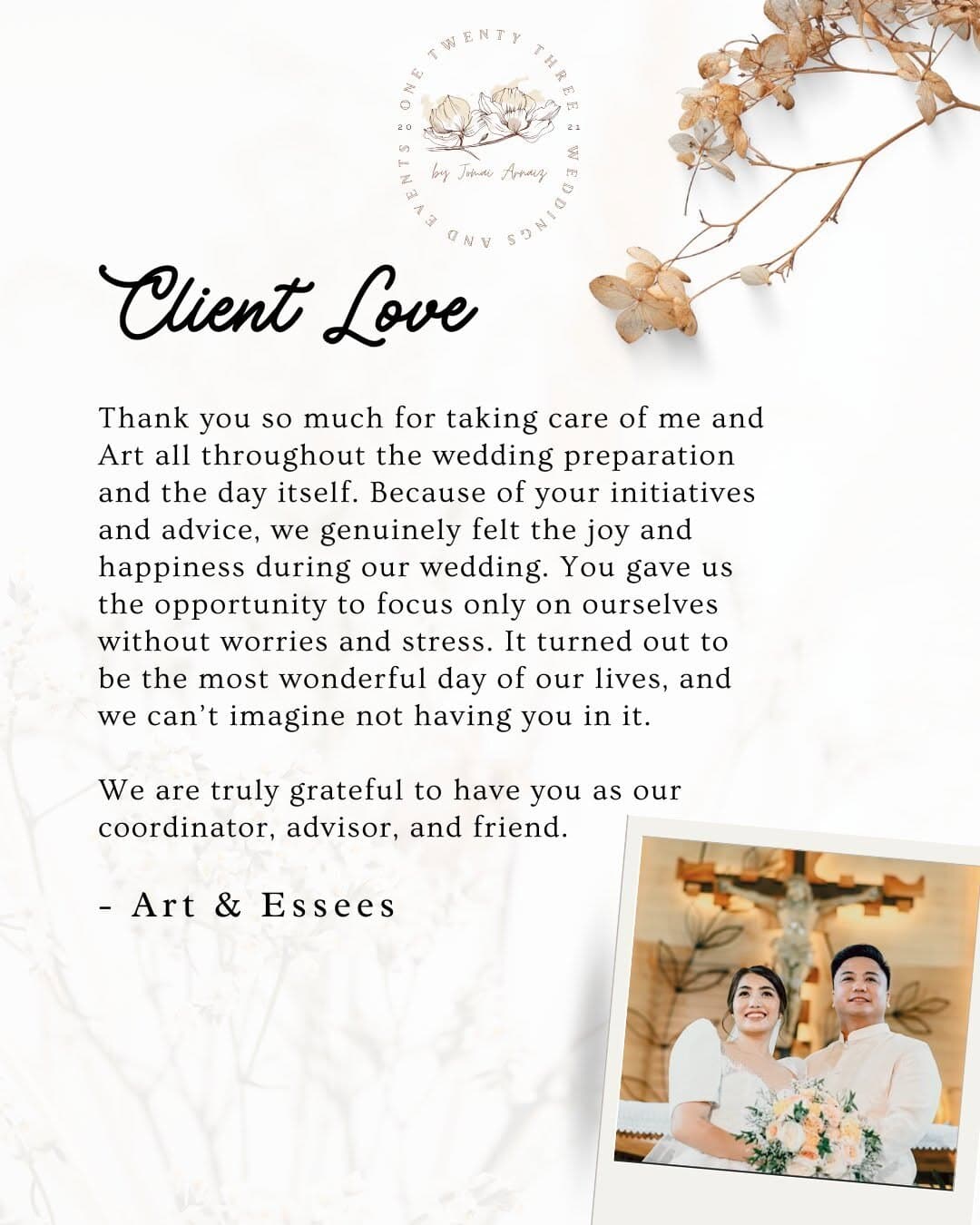 Feedback card from Art & Essees