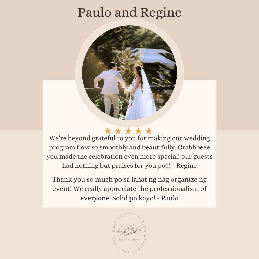 Feedback card from Paulo & Regine