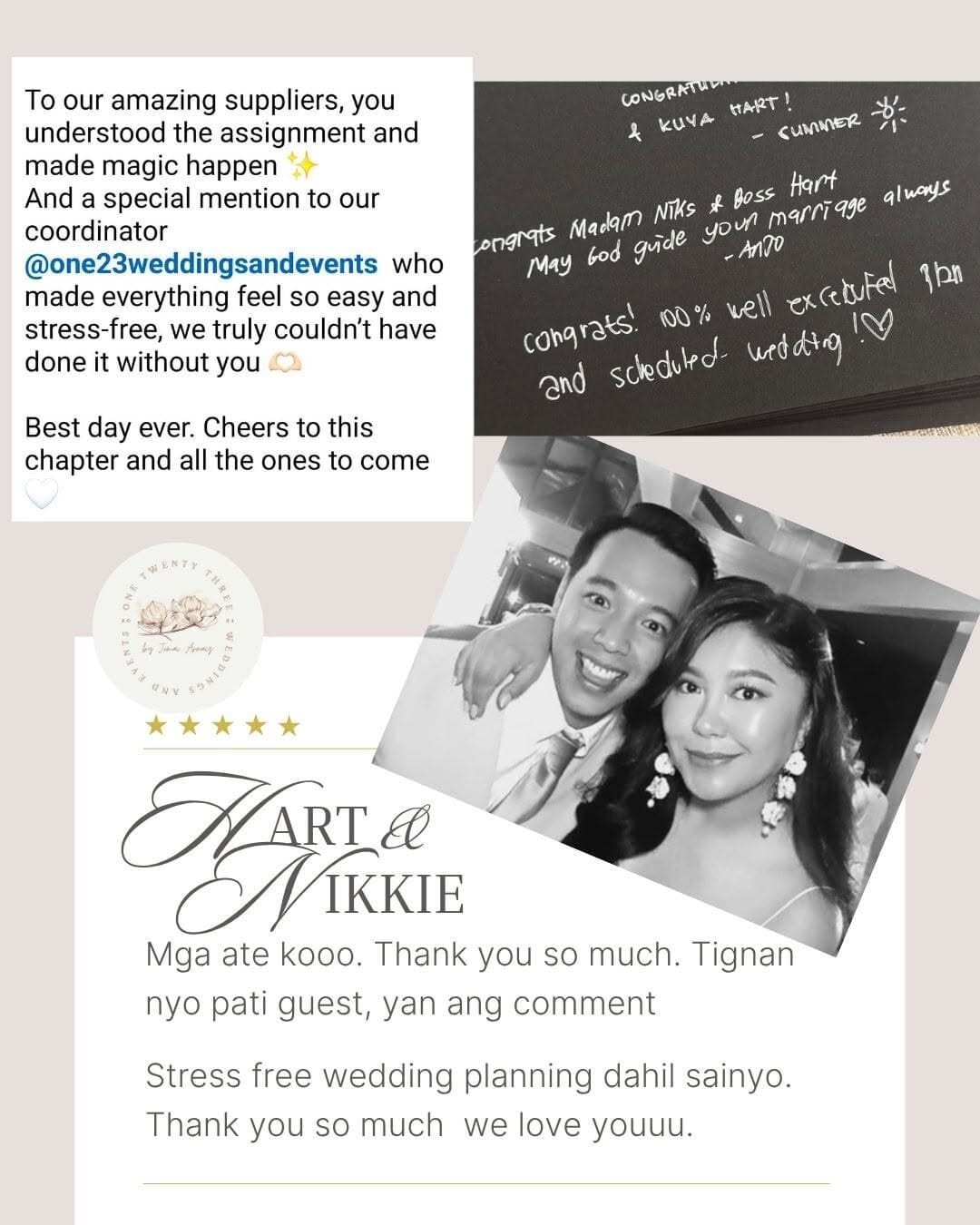 Feedback card from Hart & Nikkie