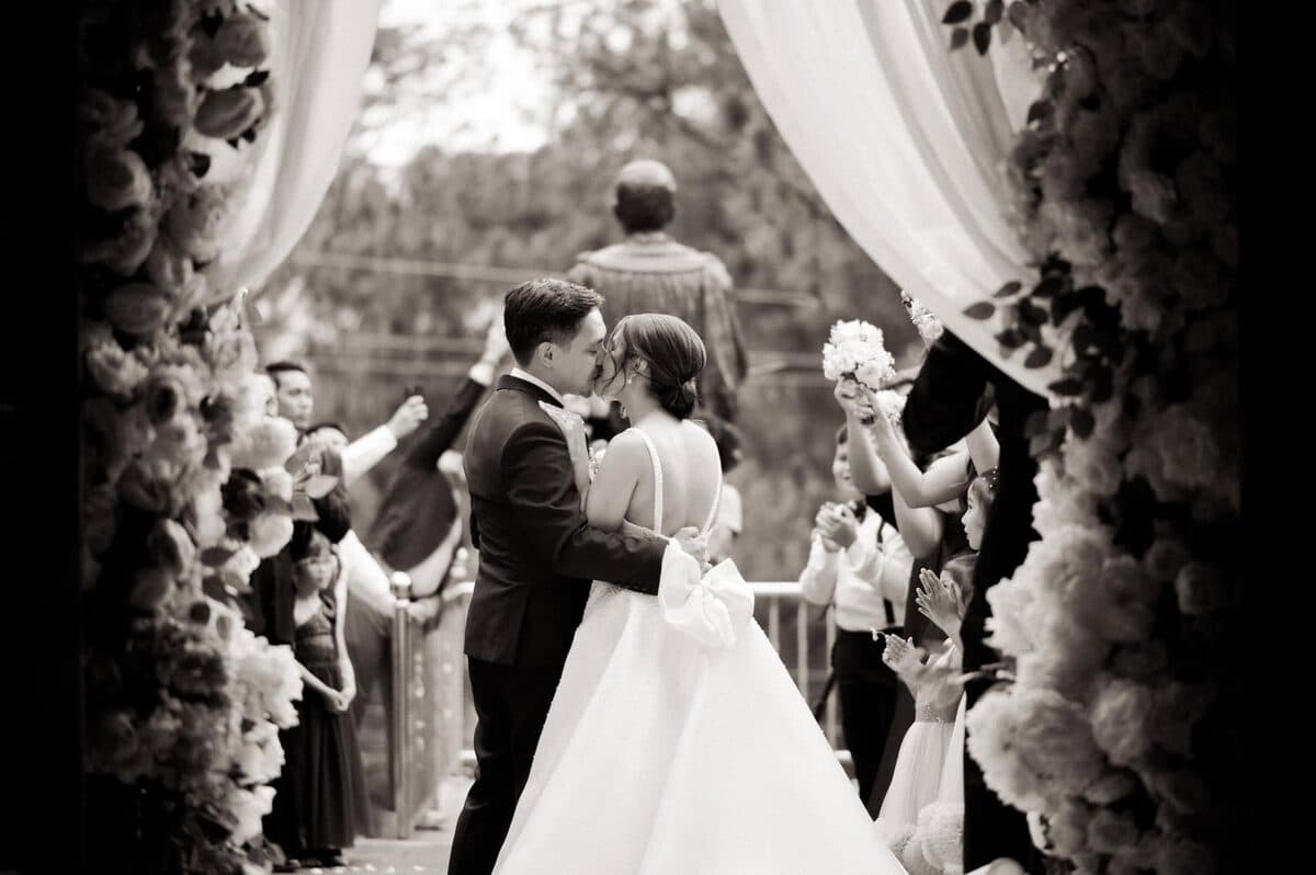 Down the aisle, married — Ceremony