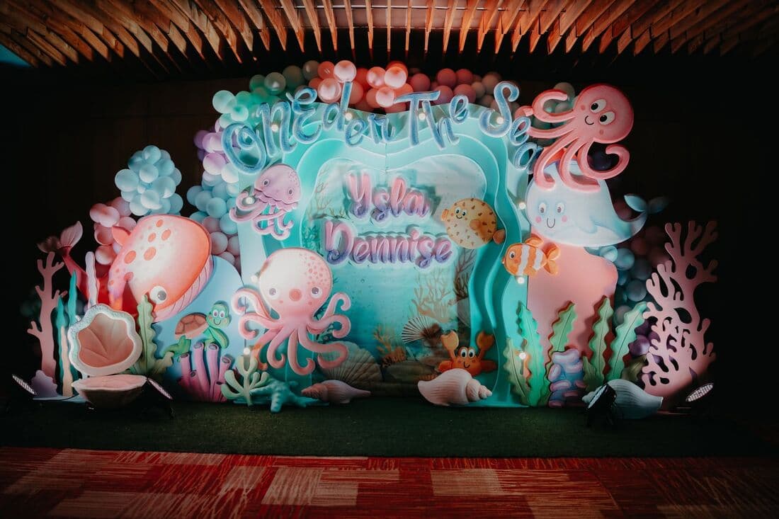 A mermaid-themed backdrop