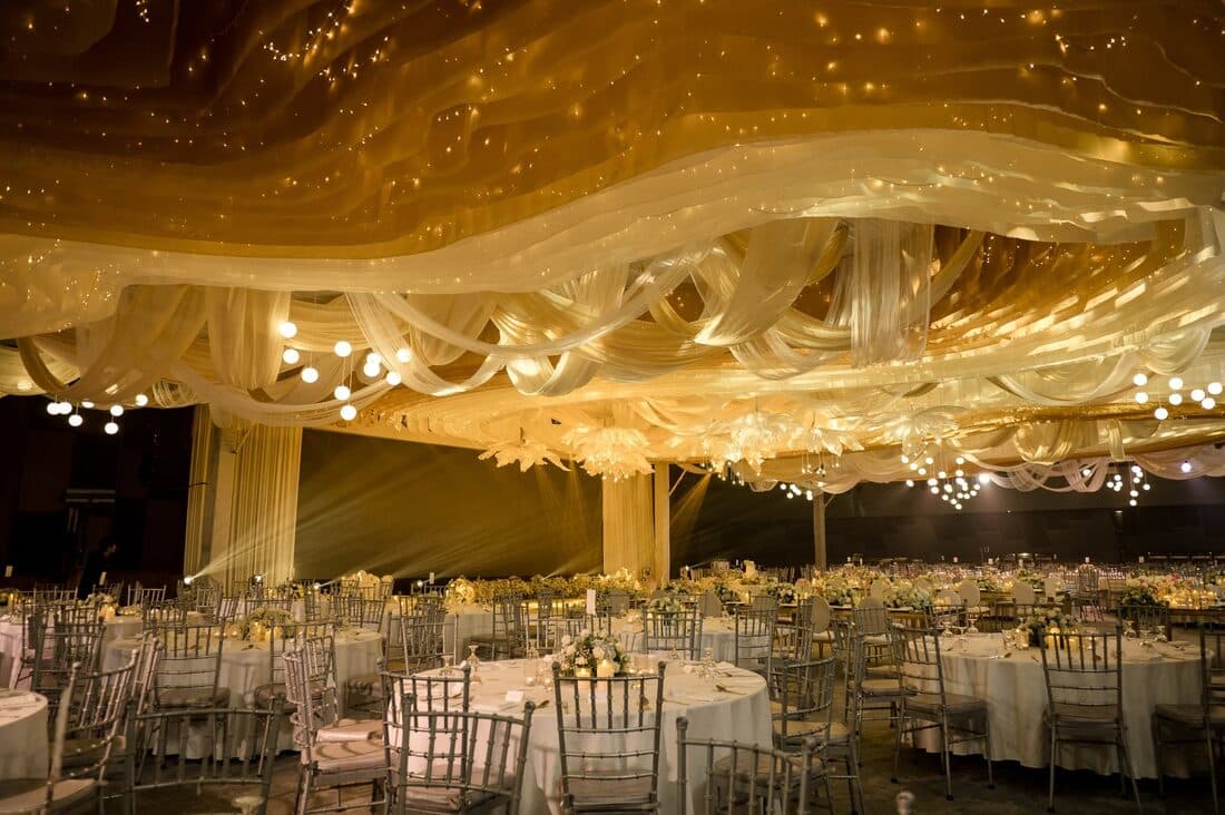 The ballroom set and waiting for guests