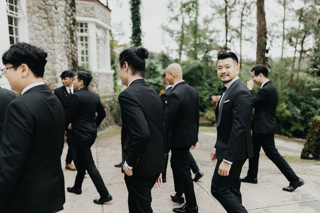 Groomsmen walking together