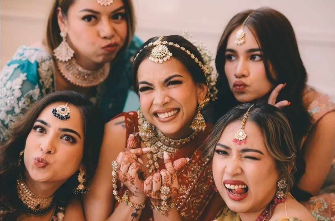 The bridal party at an Indian wedding