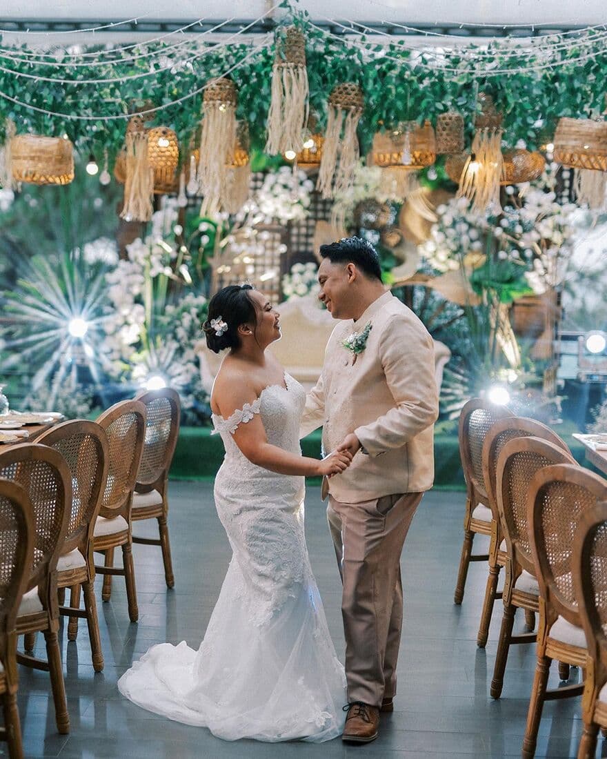 A couple's first dance outdoors