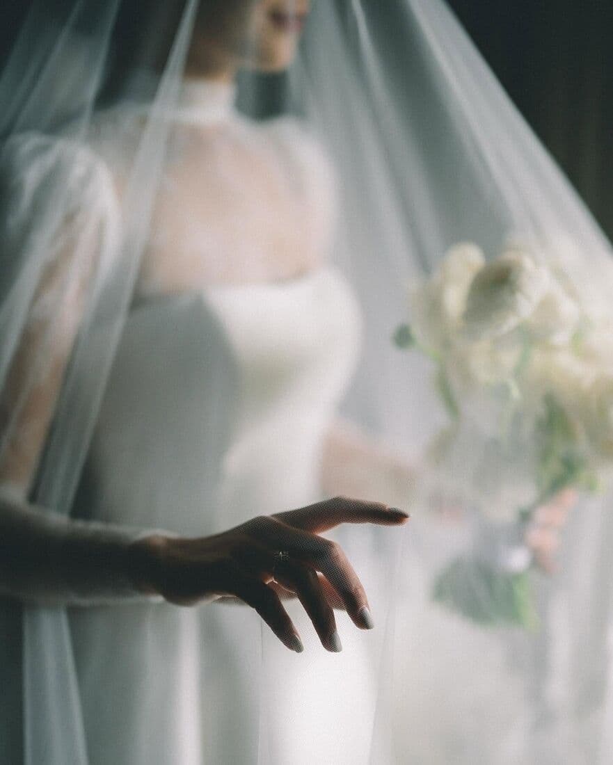 A bride beneath her veil